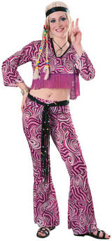 View Item Adult Ladies UK Size 10-12 Psychedelic Hippy Fancy Dress 1960s Costume